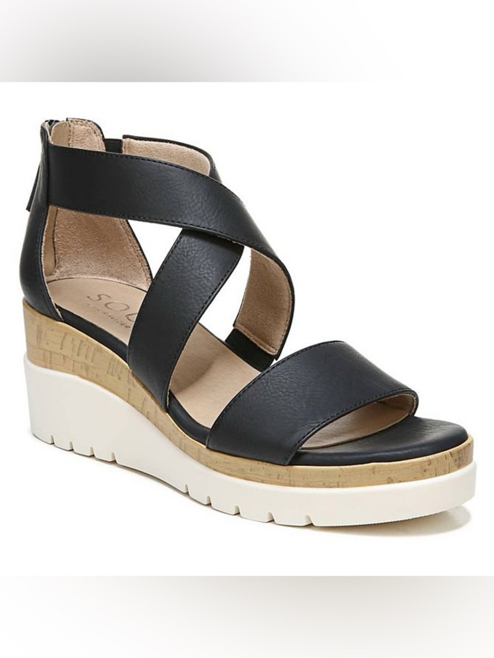 ♥️♥️ Soul Naturalizer Women's Goodtimes Ankle Strap Wedge Sandals - Black 11M